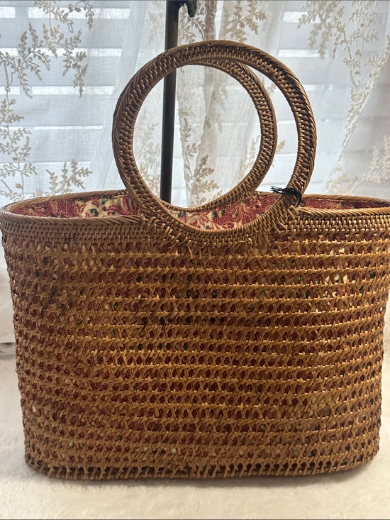 T.J.Maxx Handbags - Rattan tote bag with lining made in Indonesia